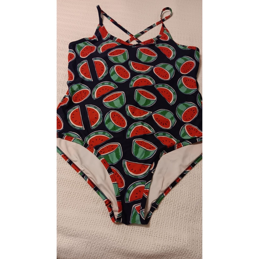 Womens Hannah Anderson Tank Style Swimsuit One Piece Large Watermelon Print EUC